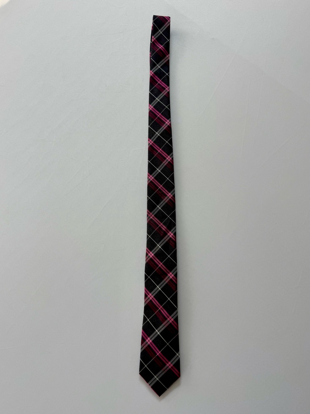 Express Black Tie with Pink Plaid Pattern